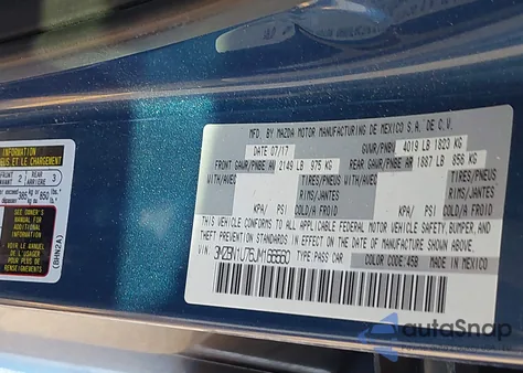 2018 Mazda Mazda3 Sport z USA, uszkodzony, nr VIN 3MZBN1U76JM166560